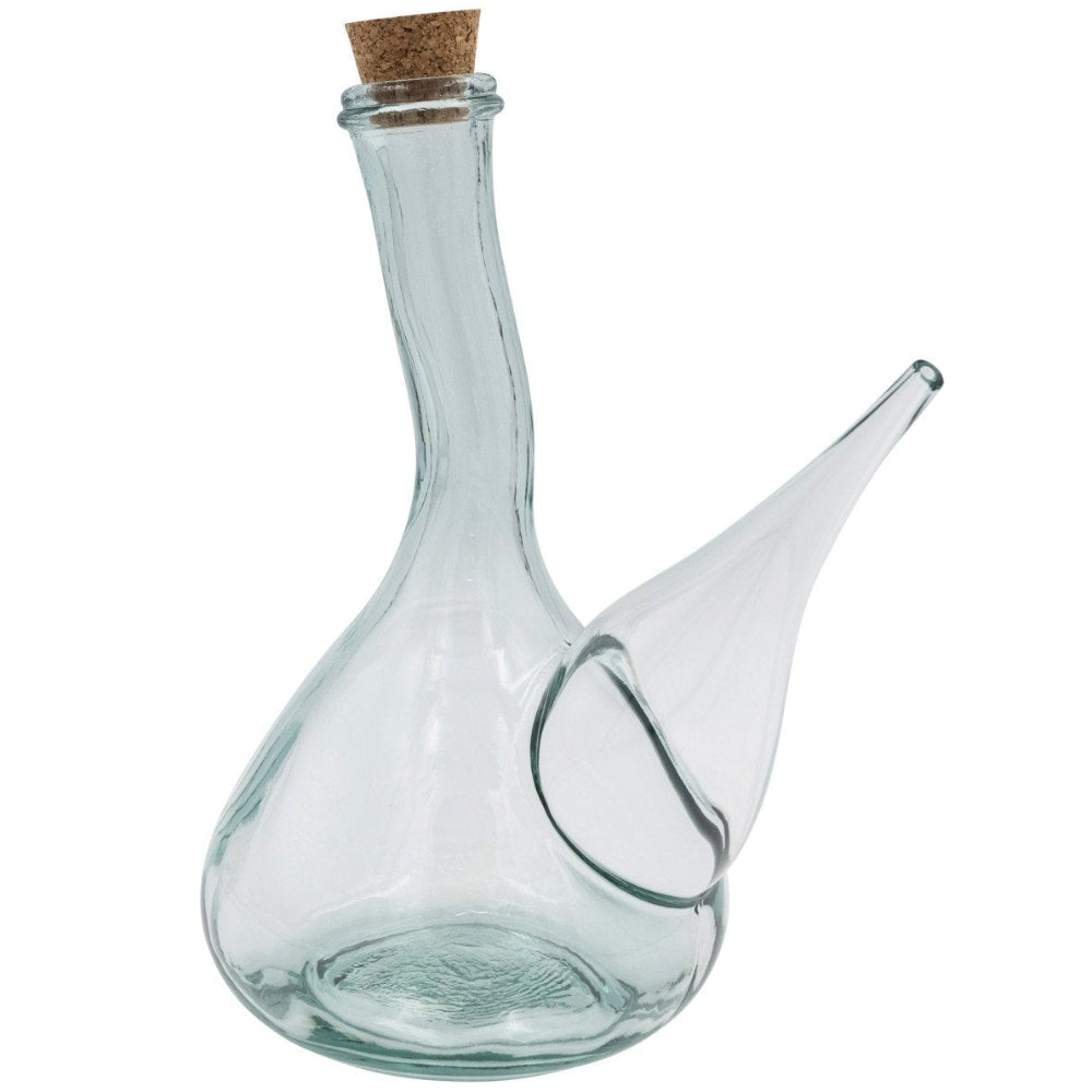 Hand-Blown Recycled Glass Wine Cruet w/ Stopper - 1 qt.