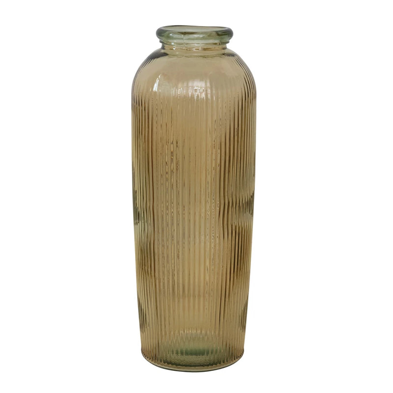 Recycled Glass Ribbed Vase, Citrus Color