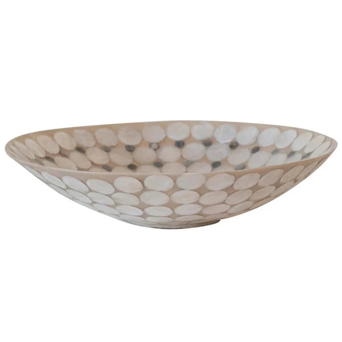 Decorative Resin & White Capiz Dish - 14.5"