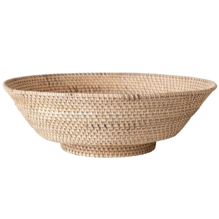 Decorative Hand-Woven Rattan Footed Bowl - 18"