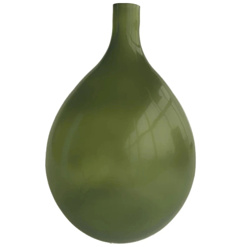 Round Bottom Green Glass Bottle Vase - 12"