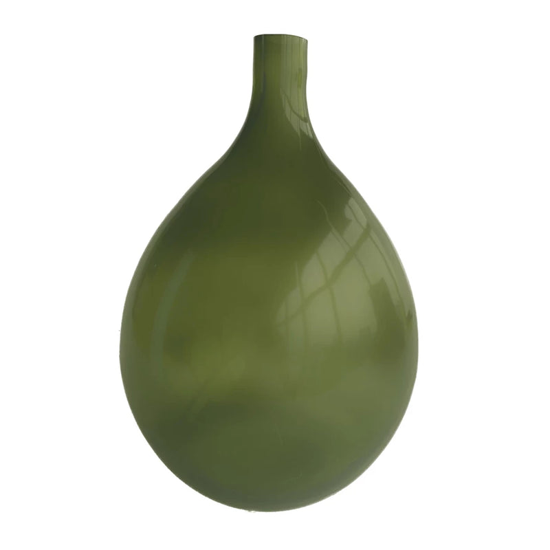 Glass Bottle Vase, Green - 8"