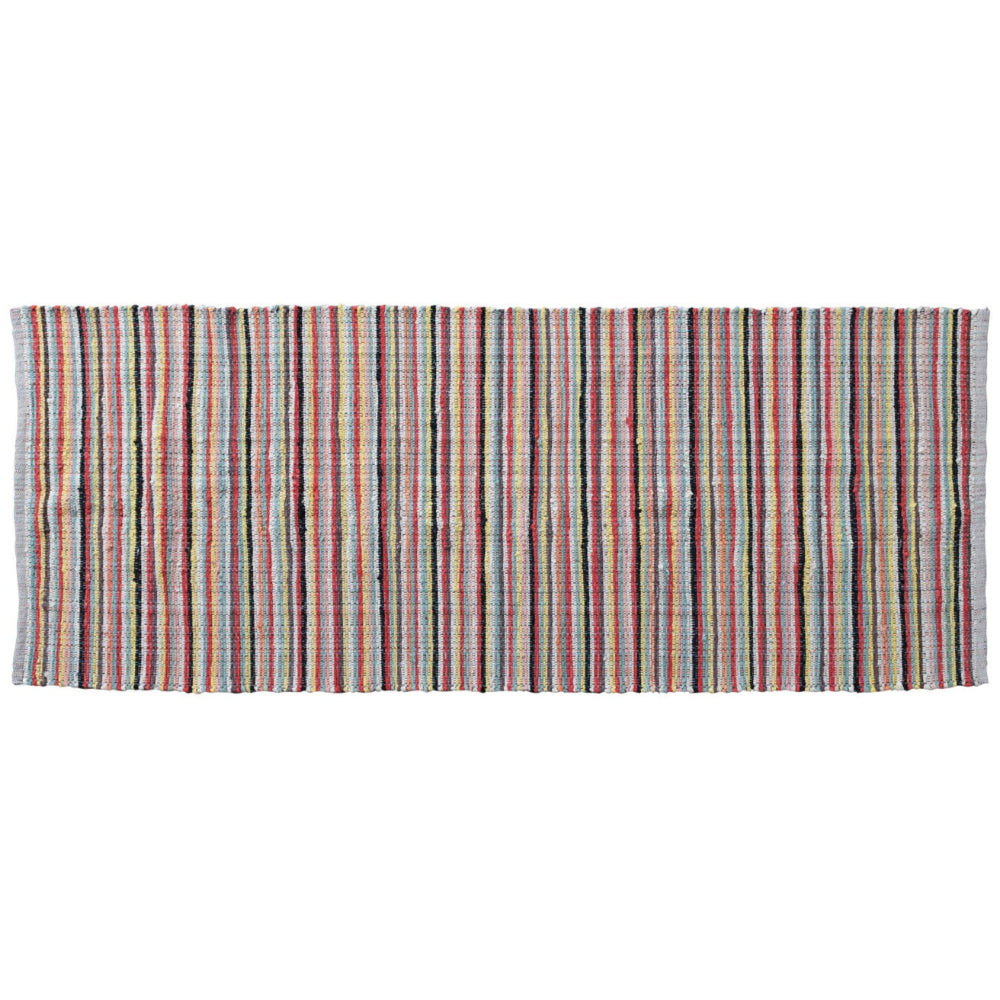 Multicolored Stripes Cotton Floor Runner - 3' x 8'