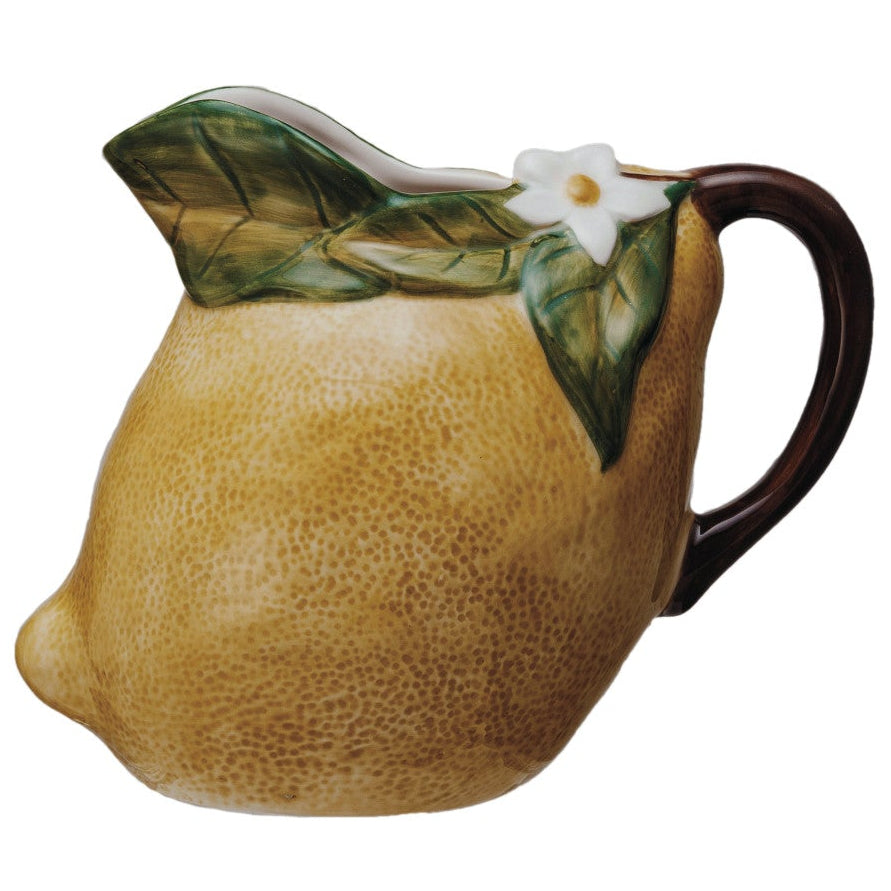 Hand-Painted Stoneware Lemon Pitcher - 40 oz.