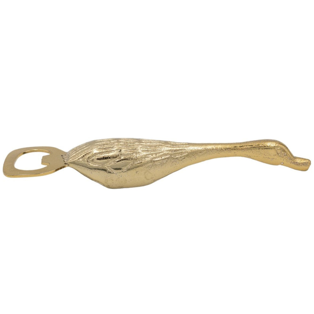 Gold-Finished Cast Aluminum Duck Bottle Opener - 7"