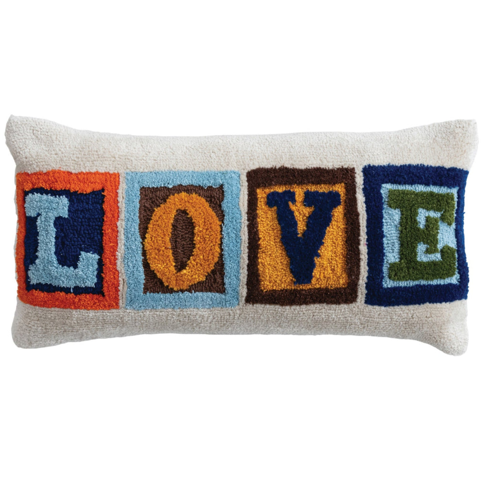 Tufted Polyester "LOVE" Lumbar Pillow - 14" x 28"