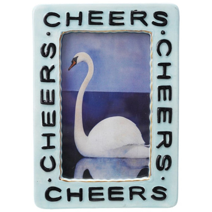 Embossed & Electroplated Stoneware "Cheers" Photo Frame - 4" x 6"