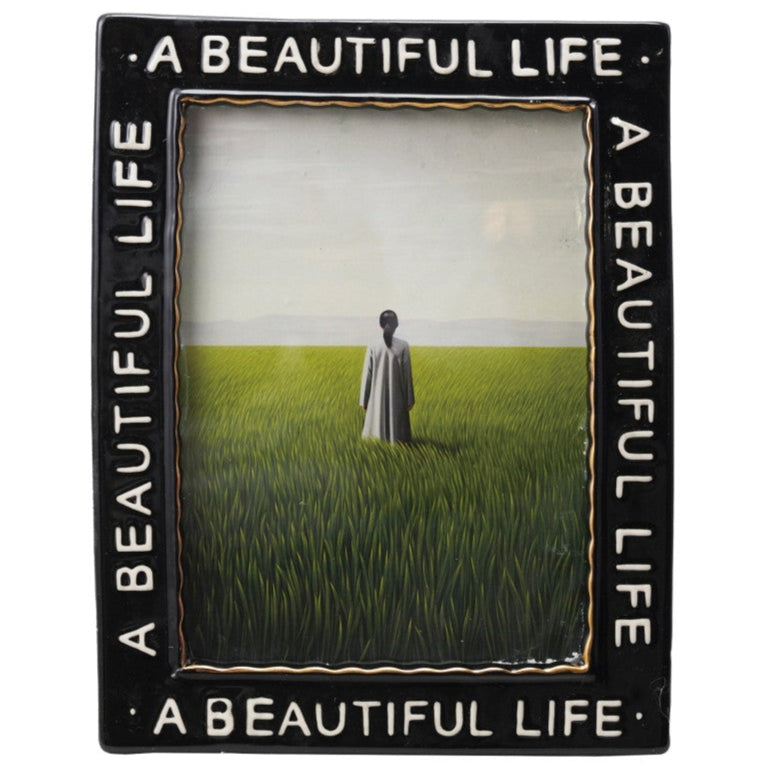 Embossed & Electroplated Stoneware "A Beautiful Life" Photo Frame - 5.5" x 7.5"