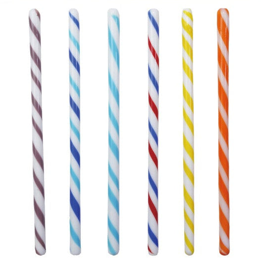 Hand-Blown Candy Cane Stripe Glass Cocktail Stir Sticks - 6 pc.