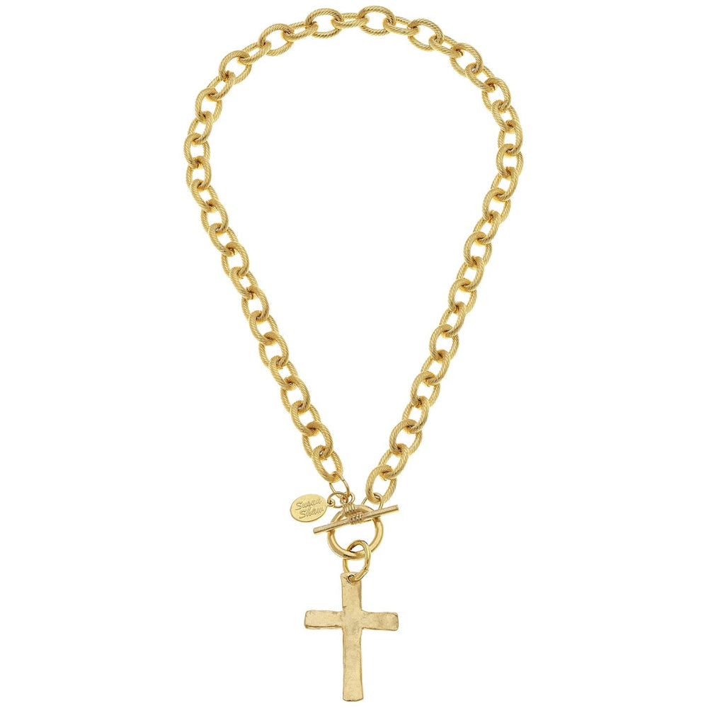 Susan Shaw Gold Classic Cross Toggle Necklace