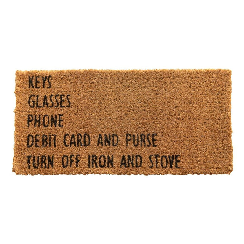 "Keys, Glasses, Phone" - Coir Doormat