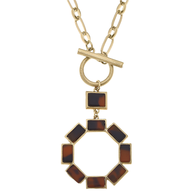 Canvas Style Halston Tortoise Shell Resin Toggle Necklace