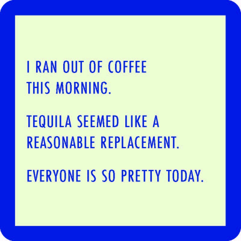 Drinks On Me Humorous Resin Drink Coasters - 4" x 4"