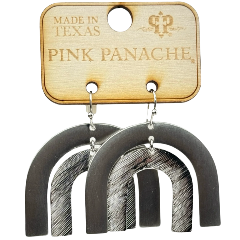 Pink Panache Double Metallic Arch Earrings