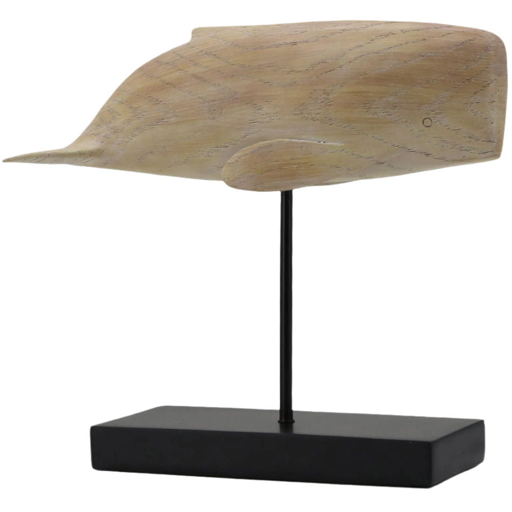 Modern Coastal Faux Wood Polyresin Blue Whale Figurines