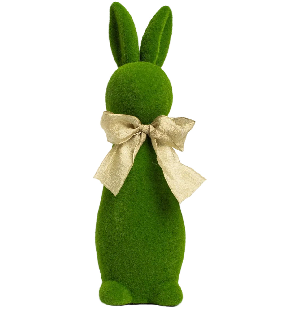 Camille Flocked Green Bunny Figurines - 9.75" & 13.75"