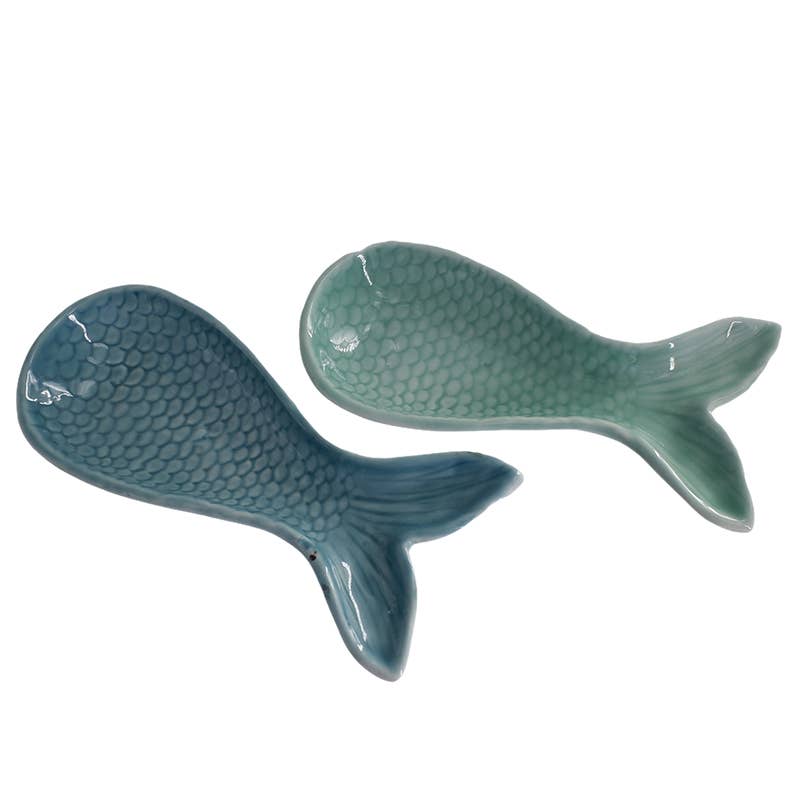 CB Home Ceramic Mermaid Tail Trinket Dish - 6.25"