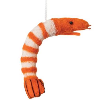 Wool Felt Cocktail Shrimp Ornament