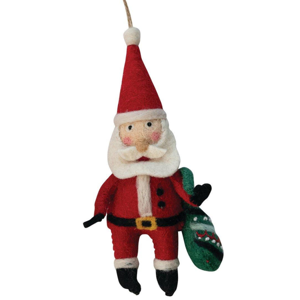 Handmade Felted Wool Mini Santa Claus Ornament - 3"