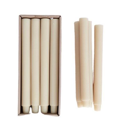 Unscented Pleated Taper Candles, Powder Finish - Set of 12