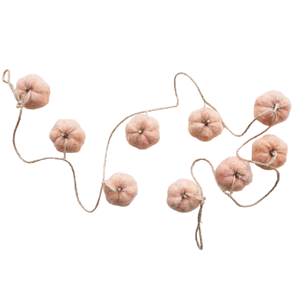 Felt Pumpkins & Jute Cord Garland - 6.5'