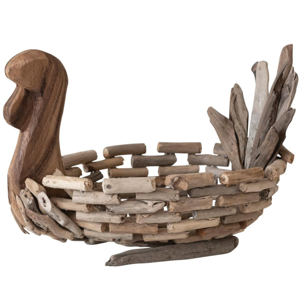 Turkey-Shaped Reclaimed Driftwood Bowl - 9.5" x 16"