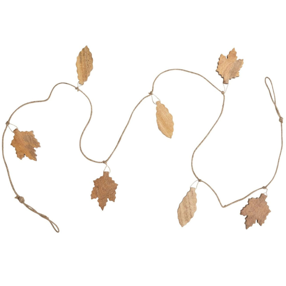 Leaf-Shaped Mango Wood & Jute Garlands - 6'