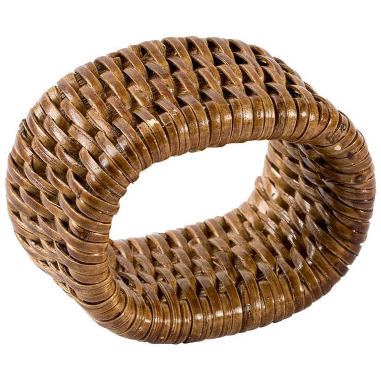 Caspari Woven & Lacquered Rattan Oval Napkin Ring