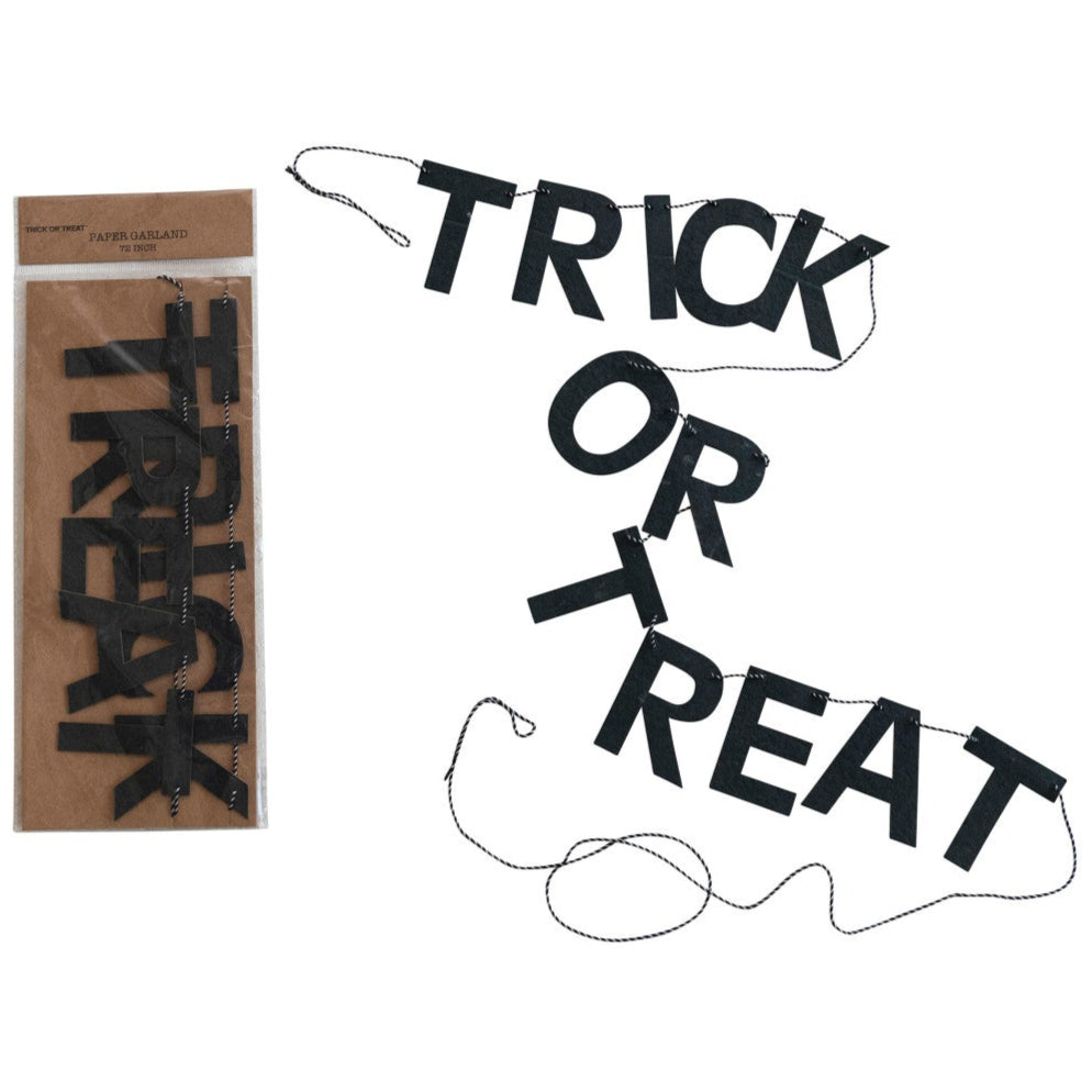 Black Paper "Trick Or Treat" Halloween Letter Banner - 6'