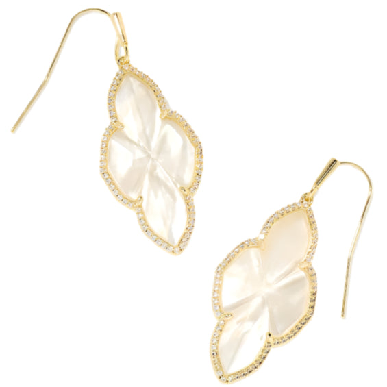 Kendra Scott Abbie Gold Pave Mother of Pearl Earrings