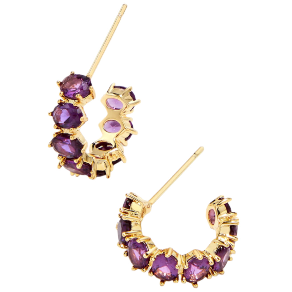 Kendra Scott Cailin Gold & Crystal "Huggie" Earrings