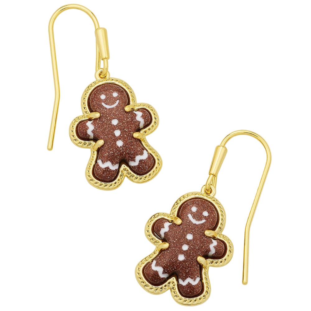 Kendra Scott Gold Candy Gingerbread Man Drop Earrings