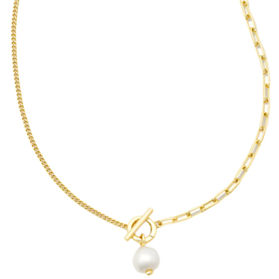 Kendra Scott Leighton Gold Convertible Pearl Chain Necklace