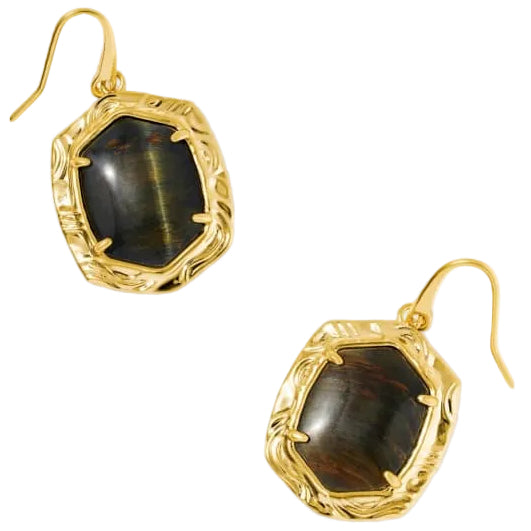 Kendra Scott Daphne Gold Tiger Stripe Drop Earrings