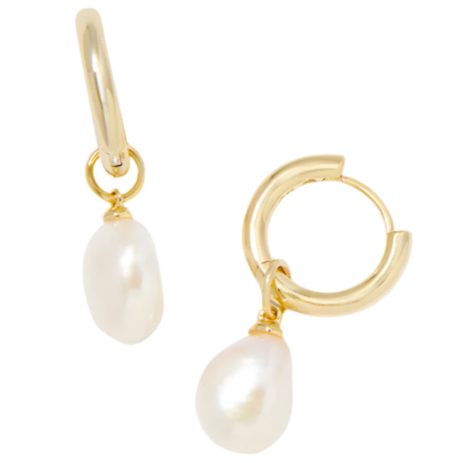 Kendra Scott Willa Gold Pearl "Huggie" Earrings