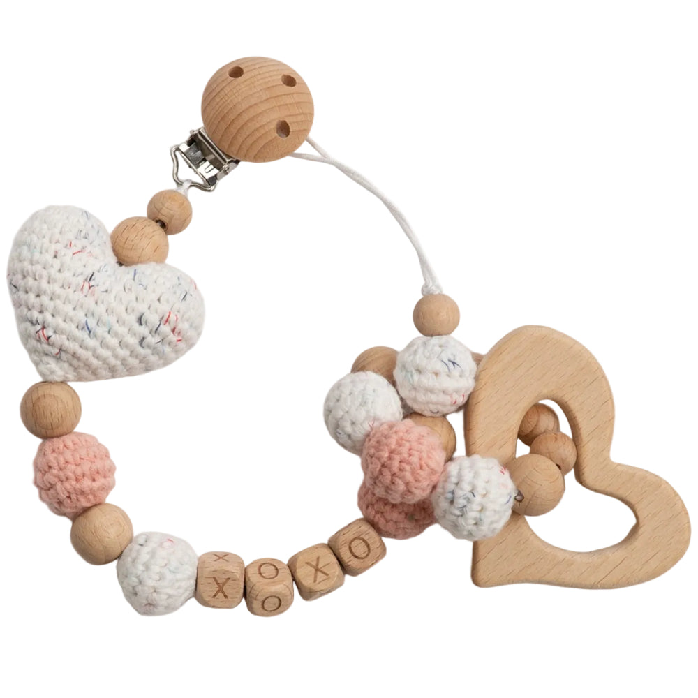 Sugarboo Wooden/Crochet Teething Ring & Pacifier Clip