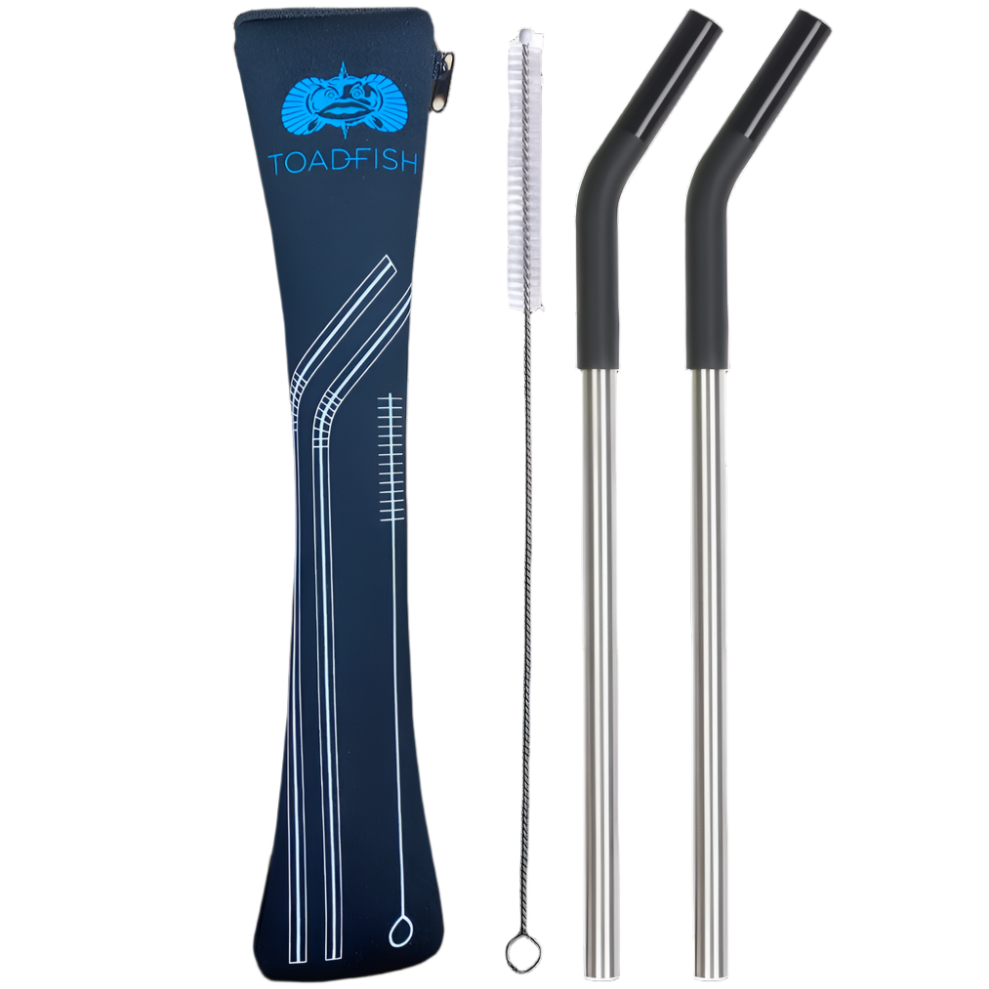 Toadfish Stainless Steel Drinking Straws w/ Case & Brush - 2 pc.
