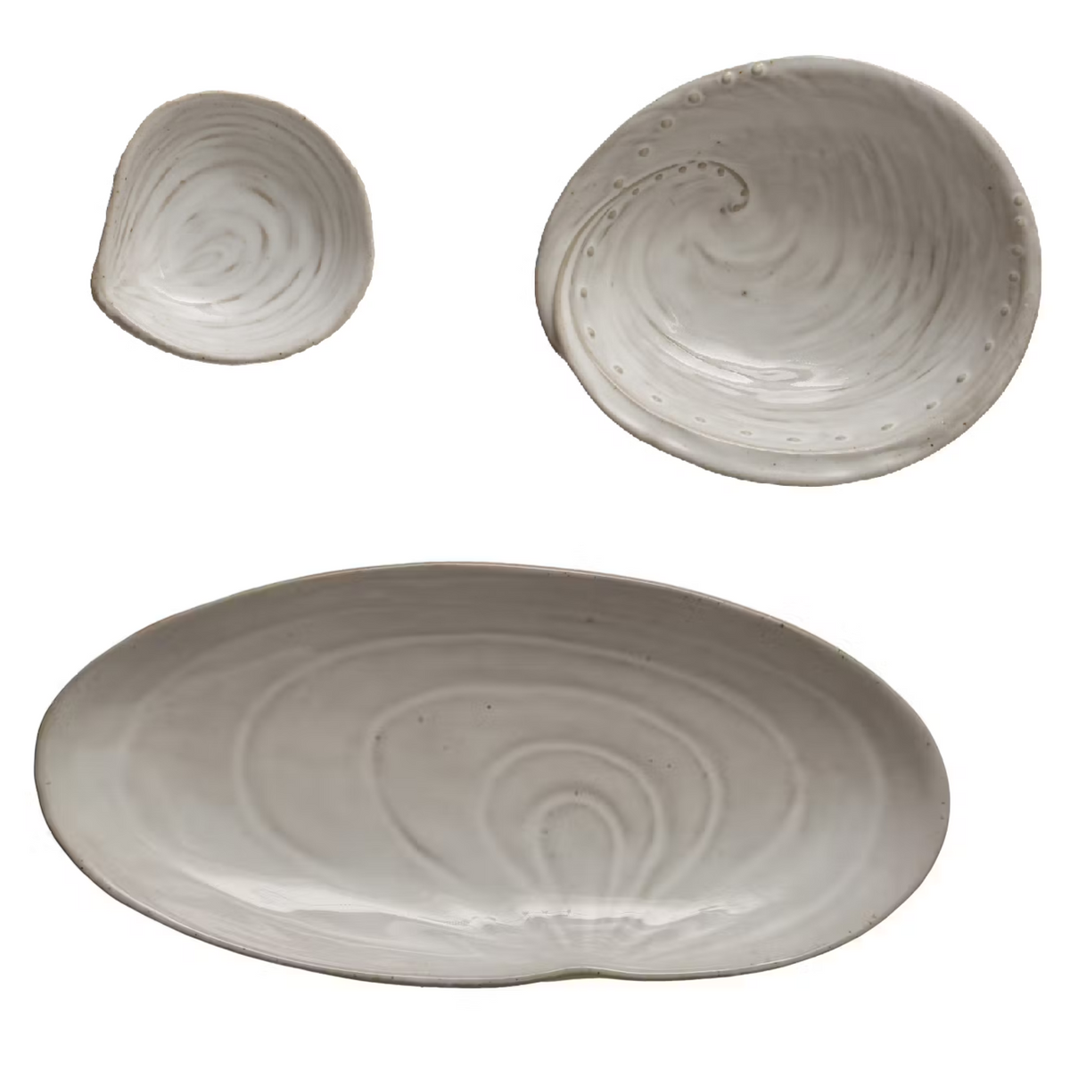 CO-OP White Stoneware Shell Trinket Dishes