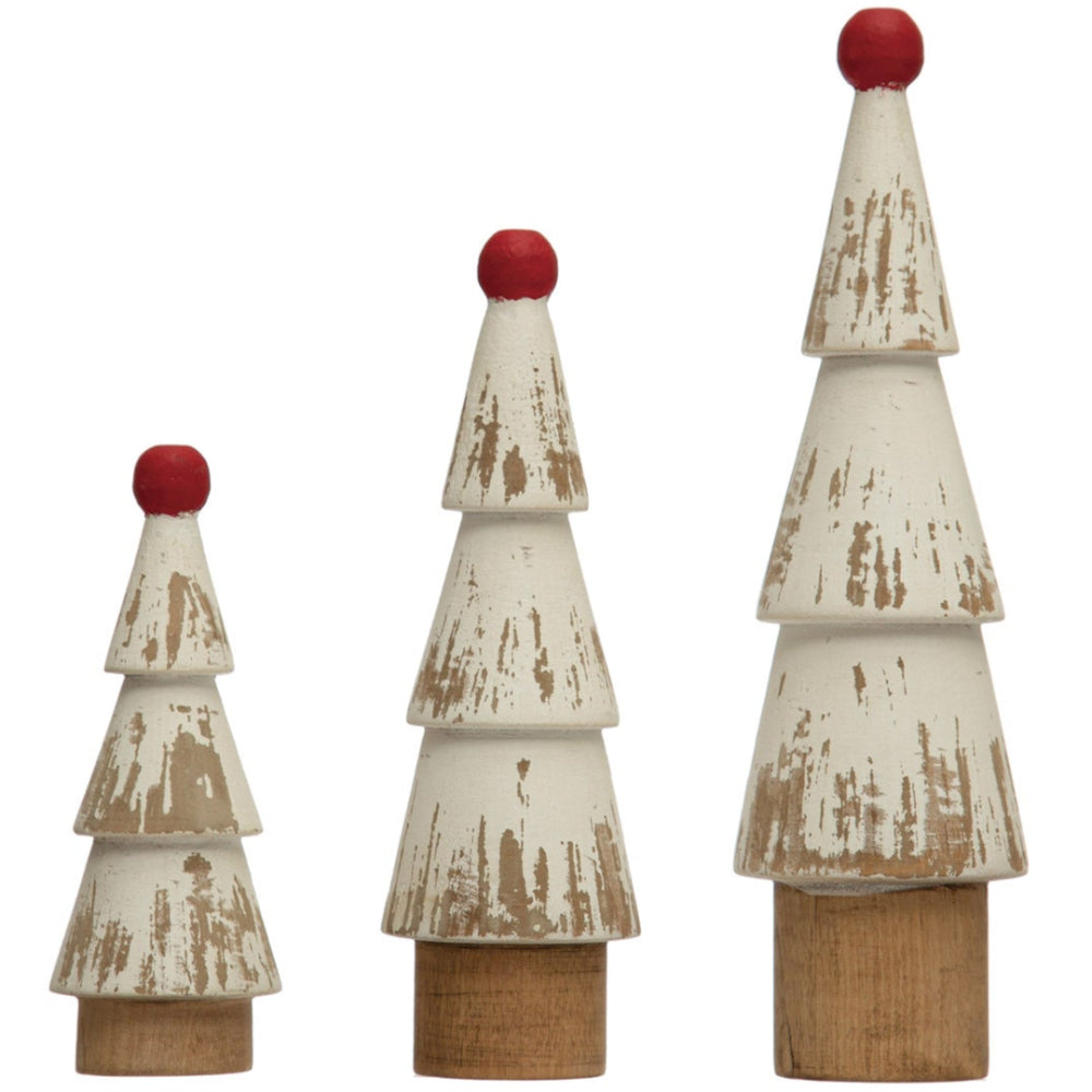 Distressed Natural Pinewood Christmas Tree Figures
