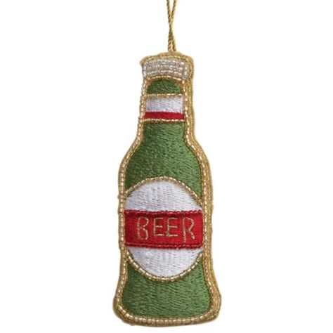Embroidered Fabric Beer Bottle Ornament