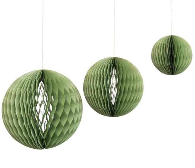 Folding Honeycomb Ball Paper Ornaments - 3 pc.