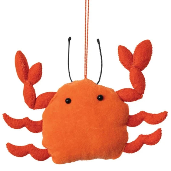 Handmade Cotton Velvet Crab Ornament