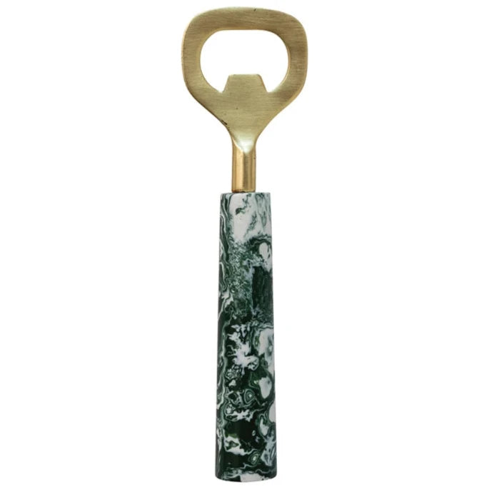 Stainless Steel Bottle Opener, Marbled Green Handle