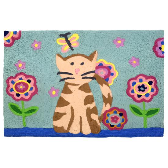 Jellybean Tabby Cat & Butterfly Rug - 20" x 30"