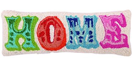 "Home" Wool Hook Pillow - 22" x 8"