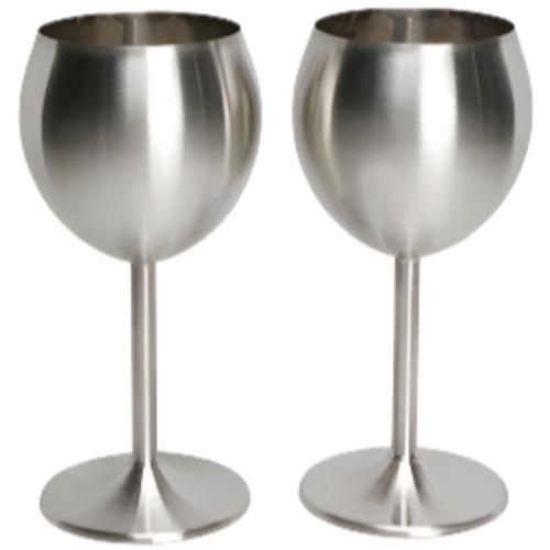RSVP Stainless Steel Wine Glasses - 2 pc.