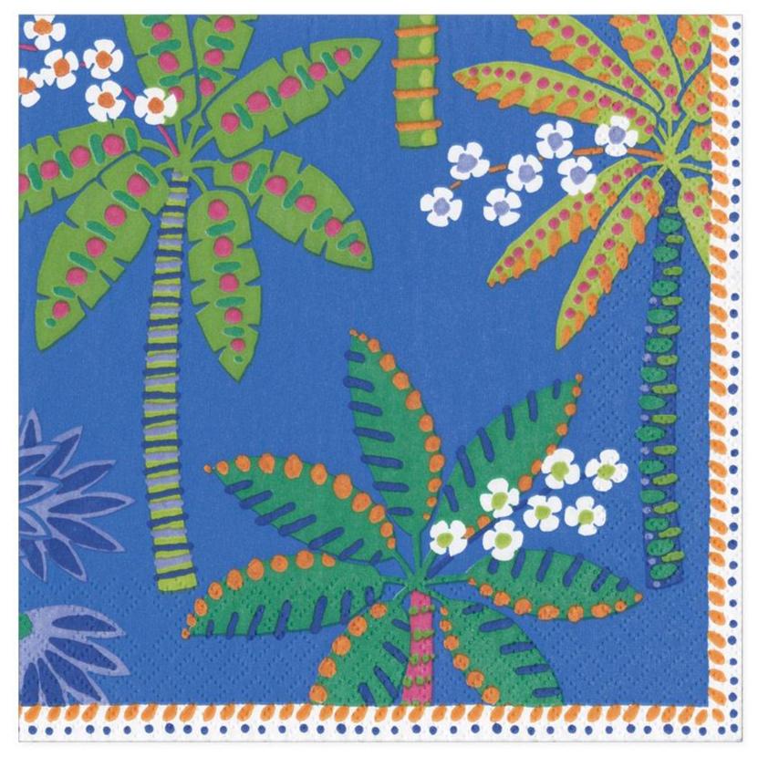 Caspari Blue Palms Paper Luncheon Napkins