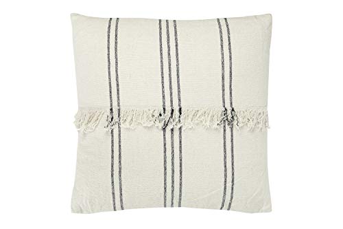 Square Striped Cotton Mudcloth Fringe Center Pillow