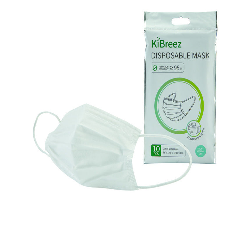 KiBreez General Purpose Disposable Mask White - 10 Pack