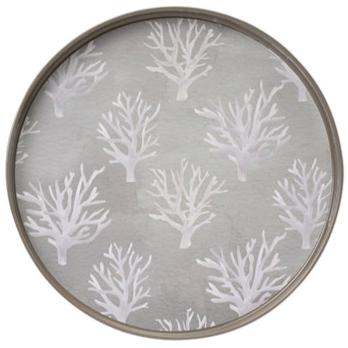 RockFlowerPaper Neutral Coral Lacquered Round Tray - 15"